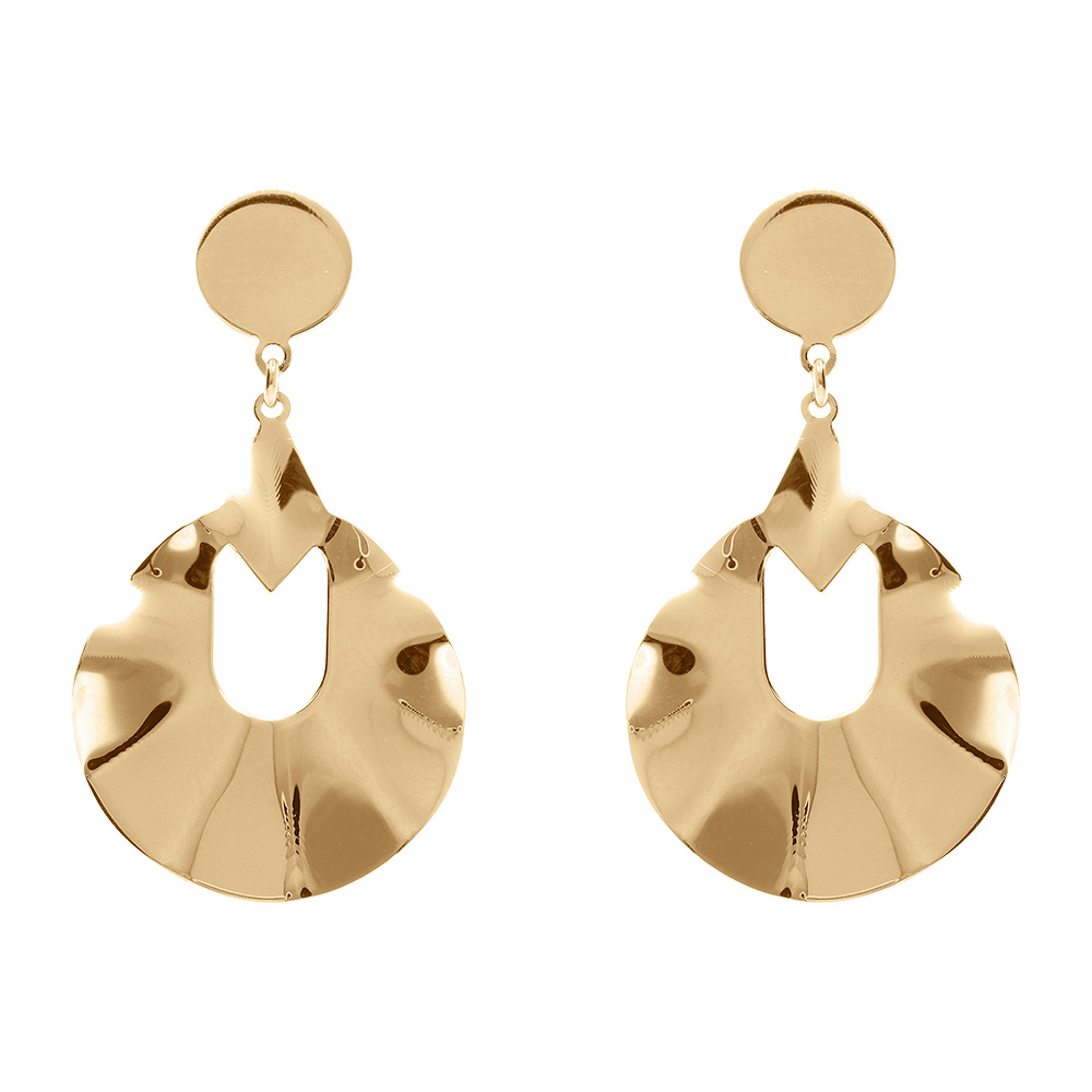 Boucles d\'oreille tige en argent dor� pendante forme g�ometrique 40+5cm - Vue 1