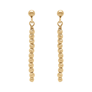 Boucles d'oreille tige en argent dor pendantes avec boules diamantes
