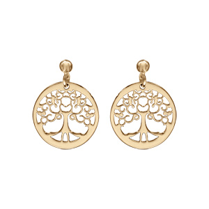 Boucles d\'oreille tige en argent et dorure jaune, motif arbre de vie - Vue 1