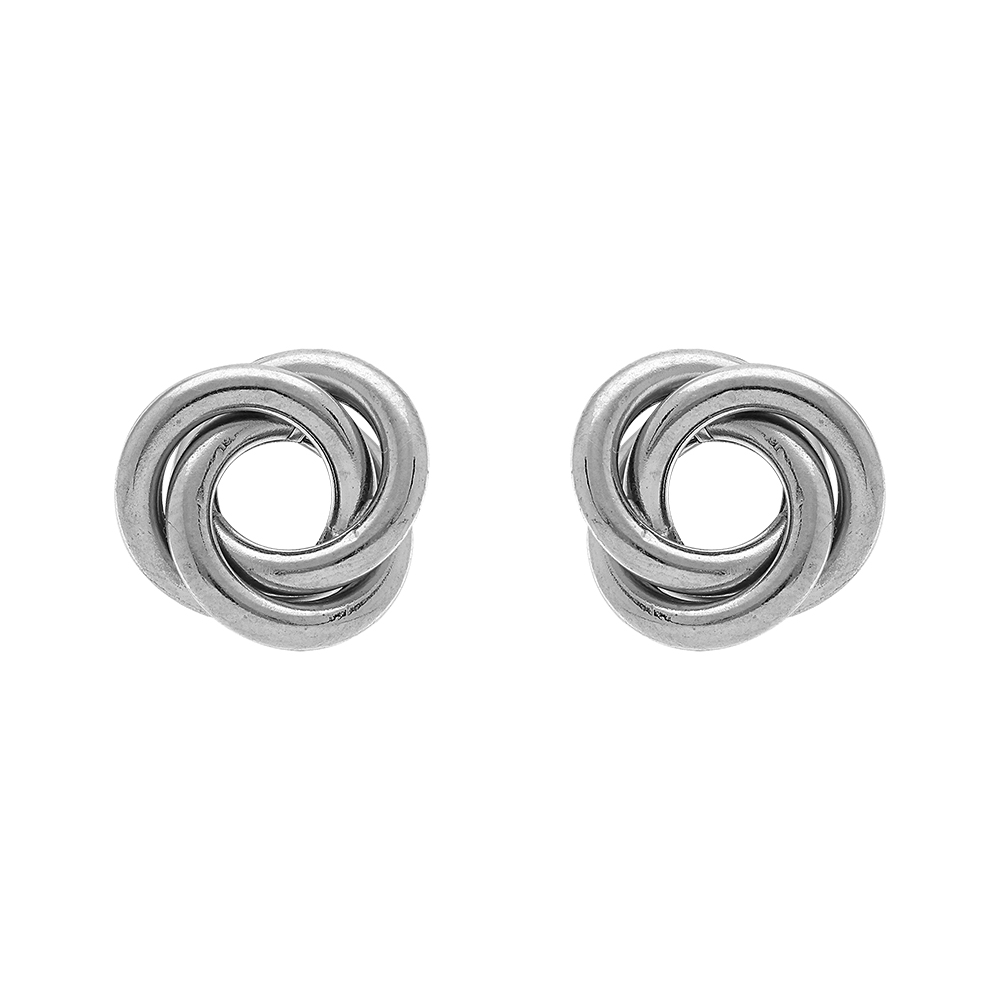 Boucles d\'oreille tige en argent rhodi� cercles entrelac�s - 10mm - Vue 1
