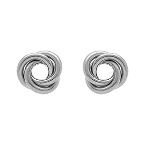 Boucles d\'oreille tige en argent rhodié cercles entrelacés - 10mm - Vue 1