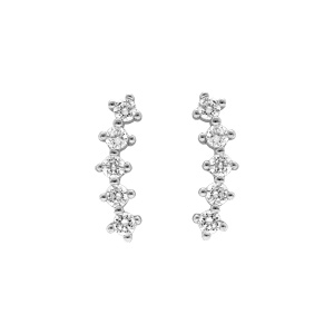 Boucles d\'oreille tige en argent rhodié cinq oxydes blancs sertis - Vue 1