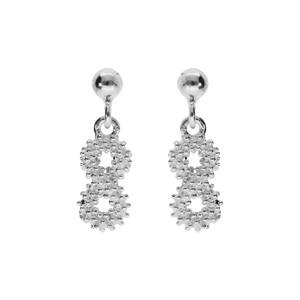 Boucles d\'oreille tige en argent rhodi claire pendantes,motif infini vid perl - Vue 1