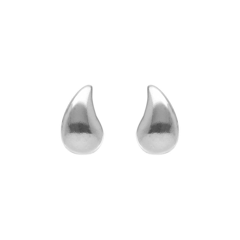 Boucles d\'oreille tige en argent rhodi� de forme goutte - Vue 1