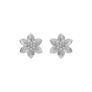 Boucles d\'oreille tige en argent rhodié fleur - Vue 1
