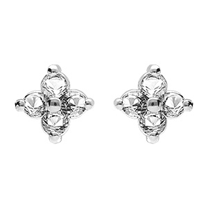 Boucles d'oreille tige en argent rhodi� fleur d'oxydes blancs