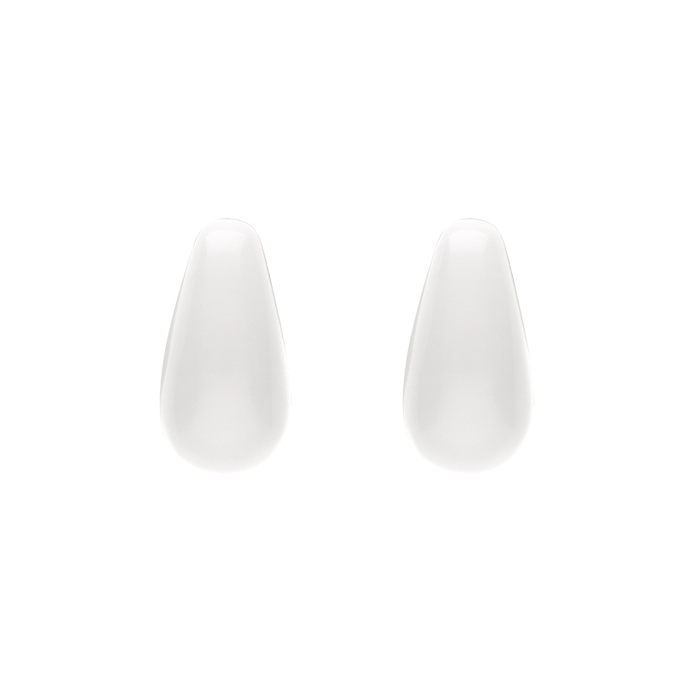 Boucles d\'oreille tige en argent rhodi� goutte en verre blanc - Vue 1