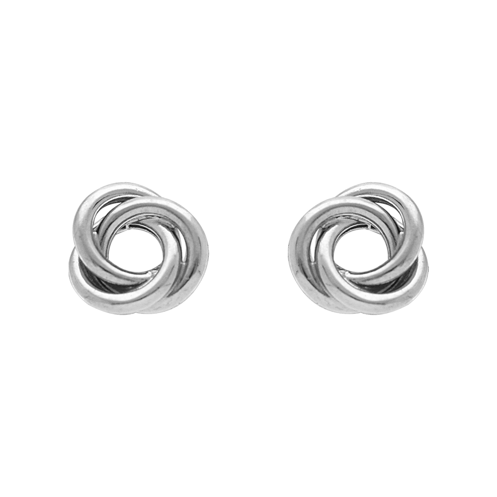 Boucles d\'oreille tige en argent rhodi� motif entrelac� 7mm - Vue 1