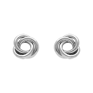 Boucles d\'oreille tige en argent rhodi motif entrelac 7mm - Vue 1