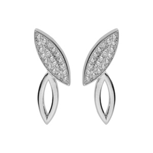 Boucles d\'oreille tige en argent rhodi motif feuille \