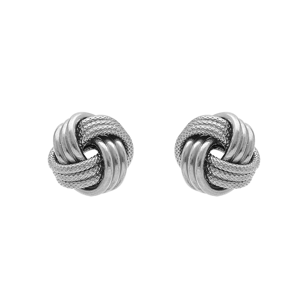Boucles d\'oreille tige en argent rhodi� motif noeud d\'amour 10,5mm - Vue 1