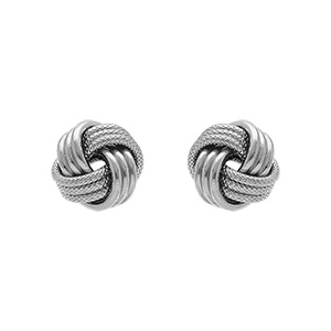 Boucles d\'oreille tige en argent rhodié motif noeud d\'amour 10,5mm - Vue 1