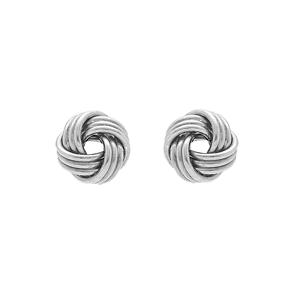 Boucles d\'oreille tige en argent rhodi� motif  noeud  d\'amour 6mm - Vue 1
