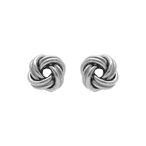 Boucles d\'oreille tige en argent rhodié motif noeud d\'amour 7mm - Vue 1