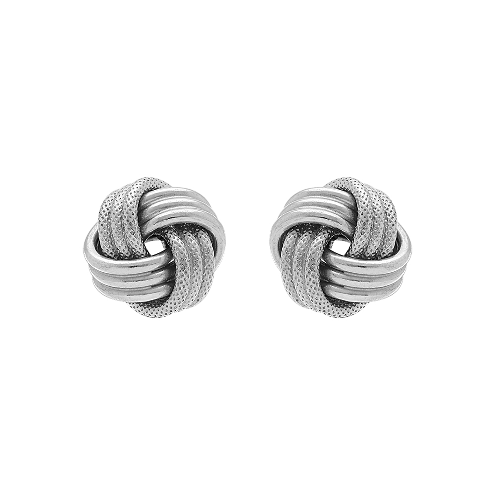 Boucles d\'oreille tige en argent rhodi motif torsad 9mm - Vue 1