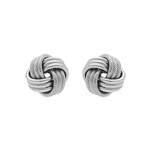 Boucles d\'oreille tige en argent rhodié motif torsadé 9mm - Vue 1