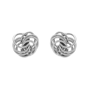 Boucles d\'oreille tige en argent rhodié multi rangs entremelés 10mm - Vue 1