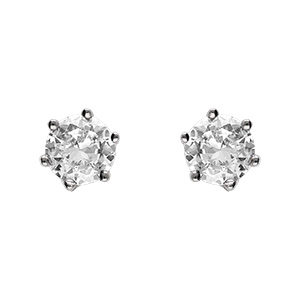 Boucles d\'oreille tige en argent rhodié oxyde rond 5mm 6 griffes - Vue 1