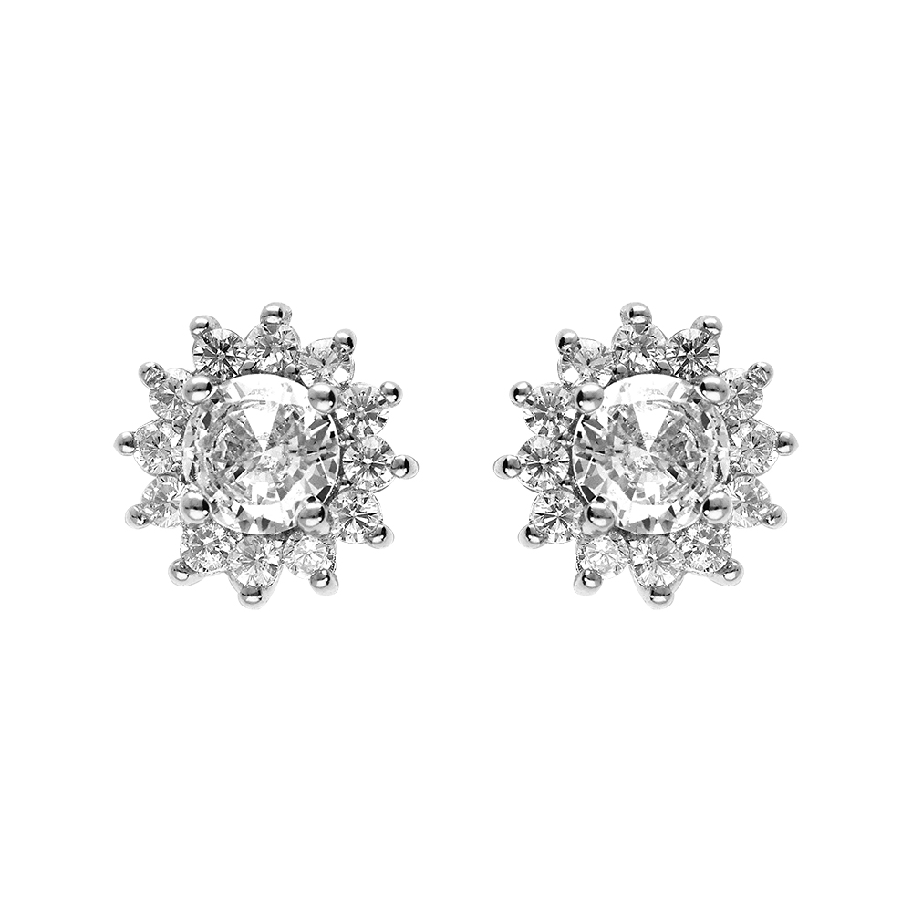 Boucles d\'oreille tige, en argent rhodi� oxydes blancs - Vue 1