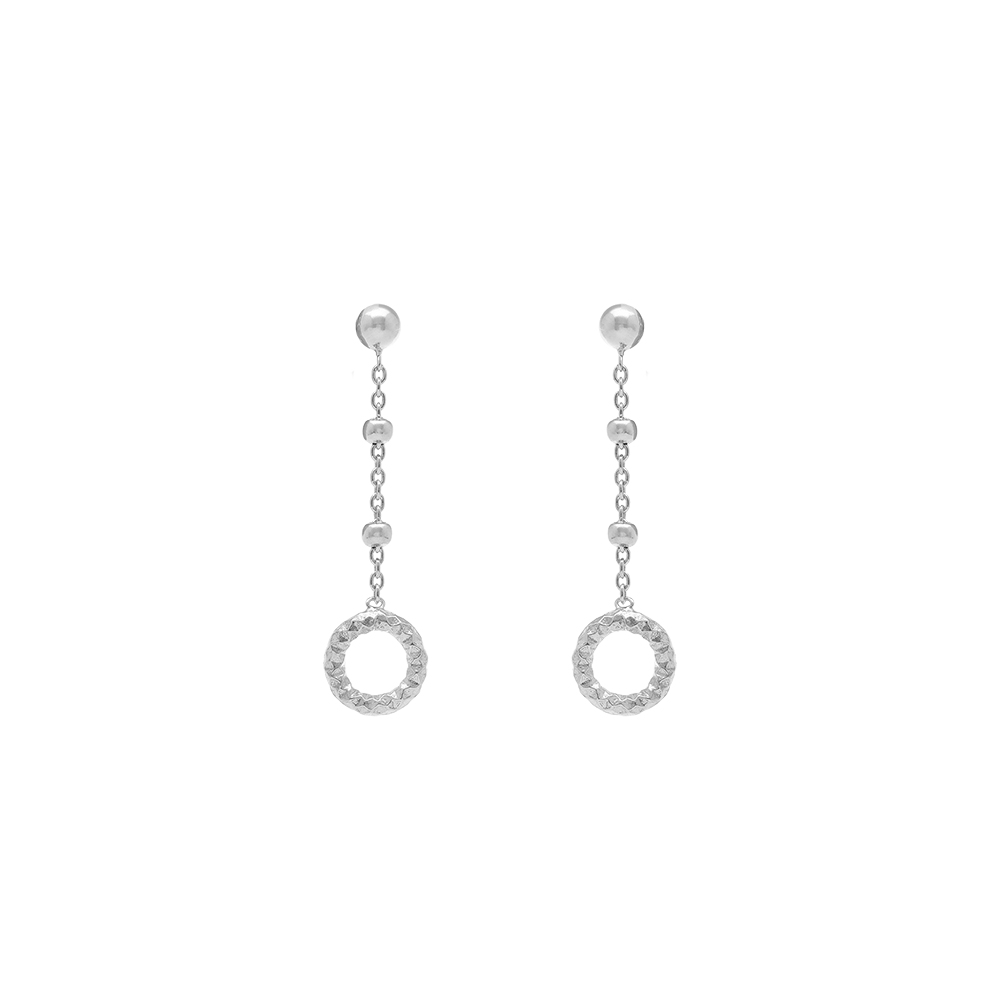 Boucles d\'oreille tige en argent rhodi� pendante cercle - Vue 1