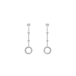 Boucles d\'oreille tige en argent rhodié pendante cercle - Vue 1