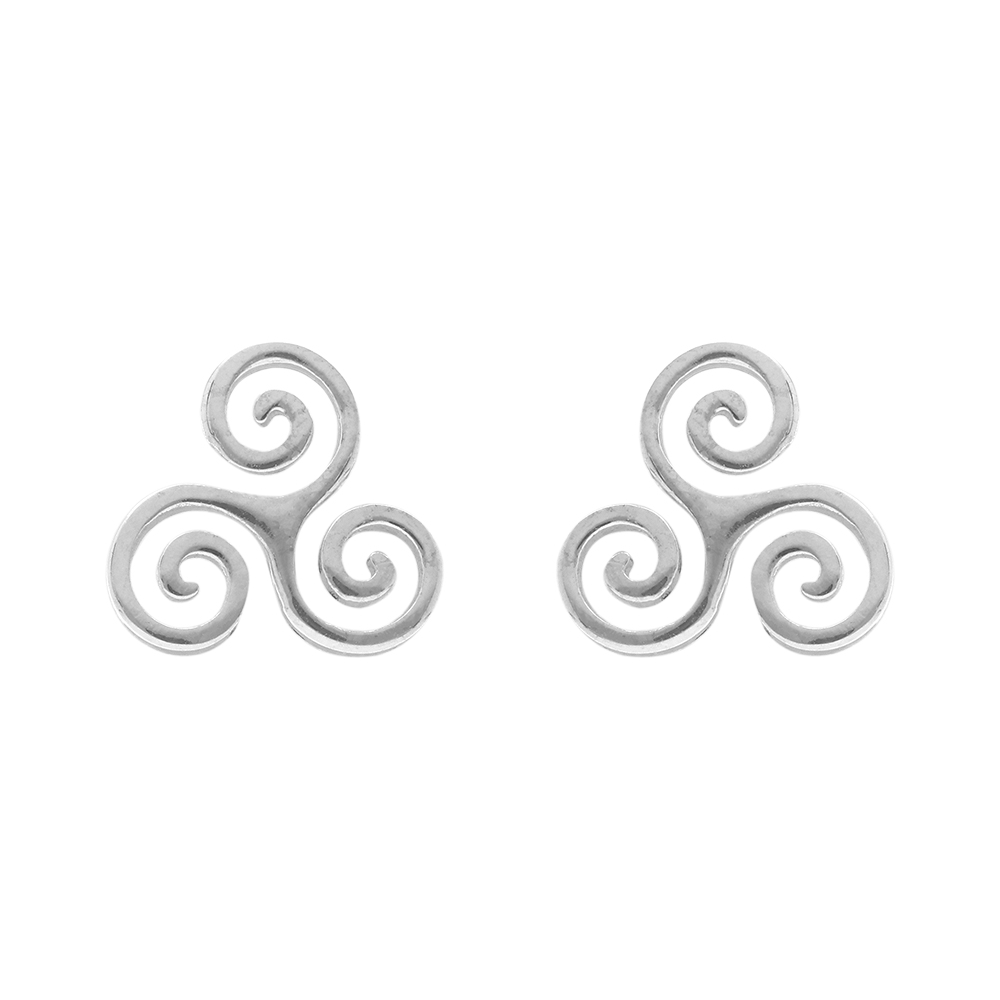 Boucles d\'oreille tige en argent rhodi� triskel 10mm - Vue 1