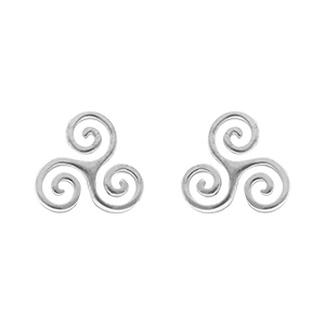Boucles d\'oreille tige en argent rhodié triskel 10mm - Vue 1
