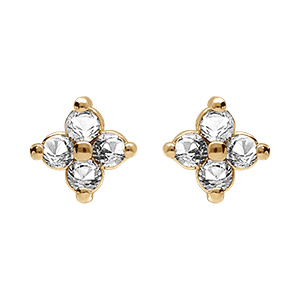 Boucles d'oreille tige en plaqu� or fleur d'oxydes blancs