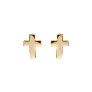 Boucles d\'oreille tige en plaqu or, forme de croix - Vue 1