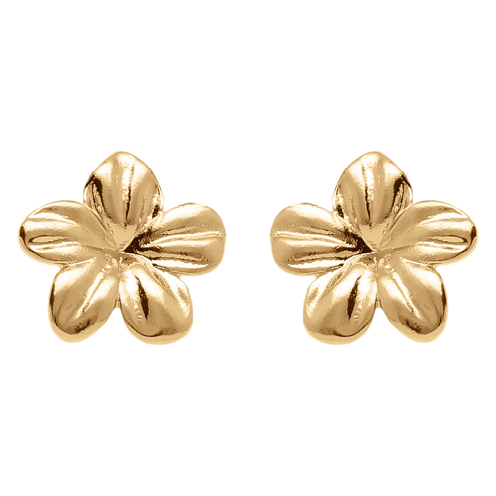 Boucles d\'oreille tige en plaqu� or motif fleur - Vue 1