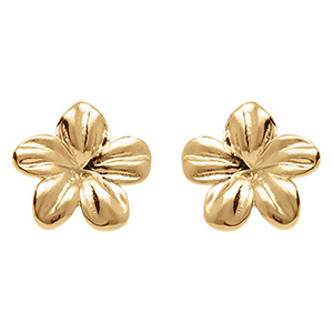 Boucles d'oreille tige en plaqu� or motif fleur