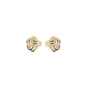 Boucles d\'oreille tige en plaqué or noeud d\'amour sertis - Vue 1