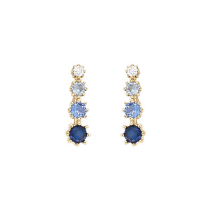 Boucles d\'oreille tige en plaqu or, pendantes dgrad d\'oxydes bleu - Vue 1