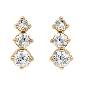 Boucles d'oreille tige en plaqu� or trois oxydes blancs