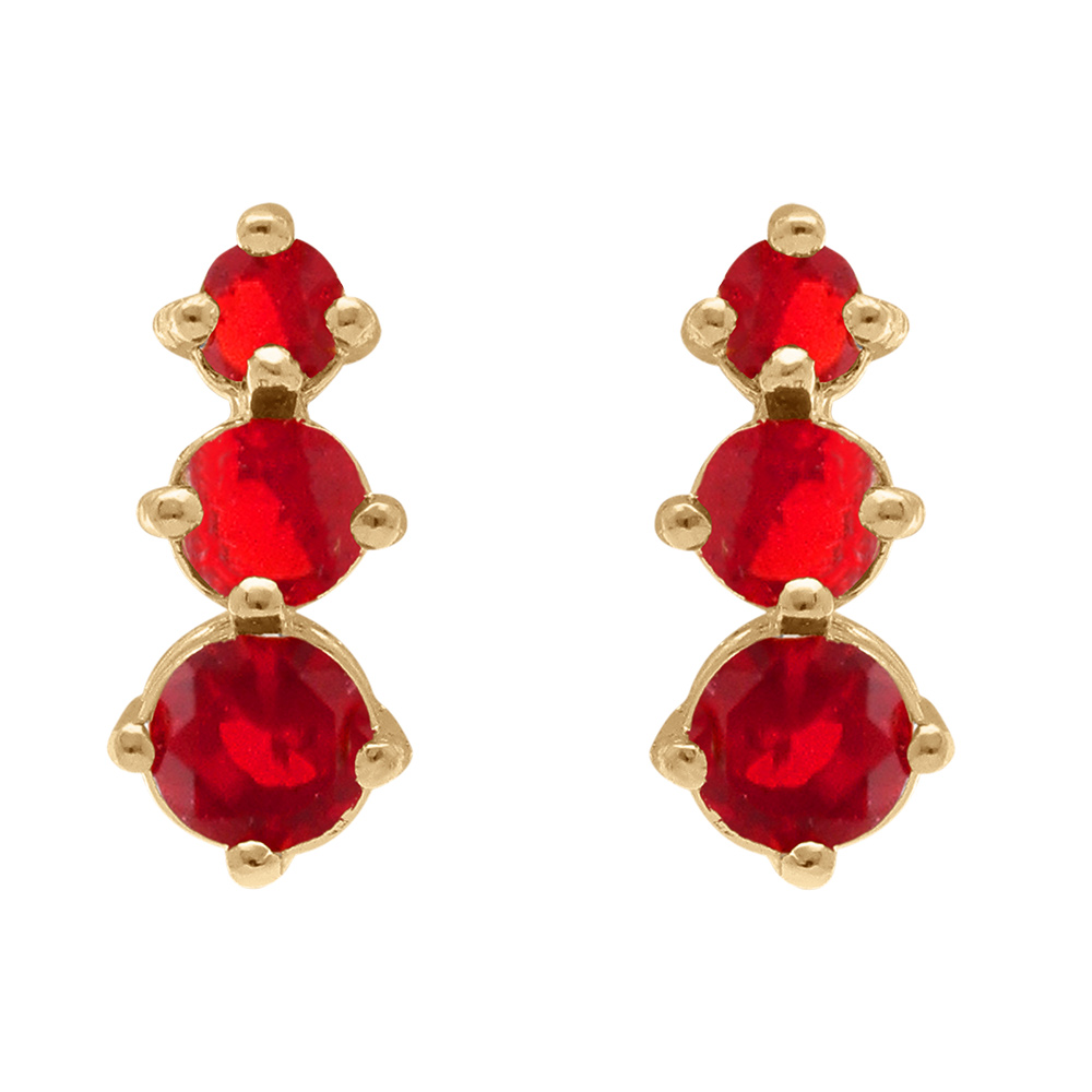 Boucles d\'oreille tige en plaqu� ortrois oxydes rouges - Vue 1