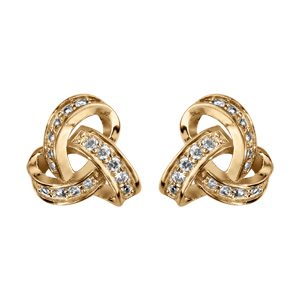 Boucles d\'oreille tige en vermeil 3 boucles entrelacées avec oxydes blancs sertis - Vue 1