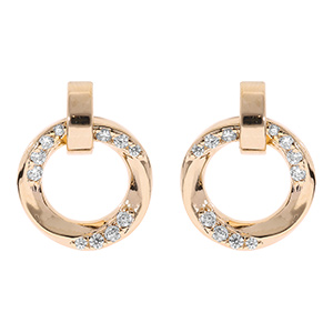 Boucles d'oreille tige en vermeil cercle ondul� vavec oxydes blancs sertis