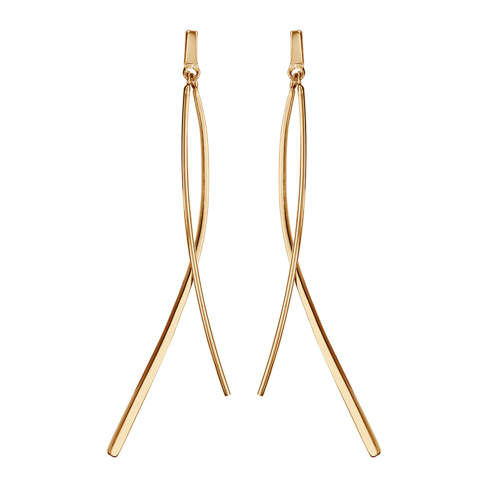Boucles d\'oreille tige en vermeil deux baguettes lisses - Vue 1