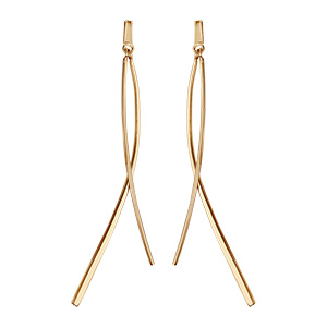 Boucles d'oreille tige en vermeil deux baguettes lisses