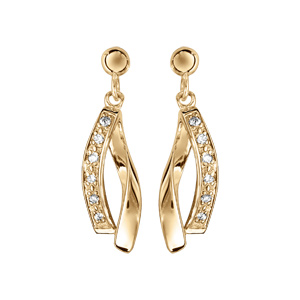 Boucles d\'oreille tige en vermeil deux brins parés d\'oxydes blancs sertis - Vue 1