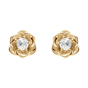 Boucles d'oreille tige en vermeil fleur 8.2mm avec oxyde blanc serti