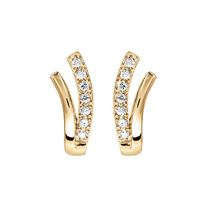 Boucles d'oreille tige en vermeil forme V avec un ct d'oxydes blancs sertis