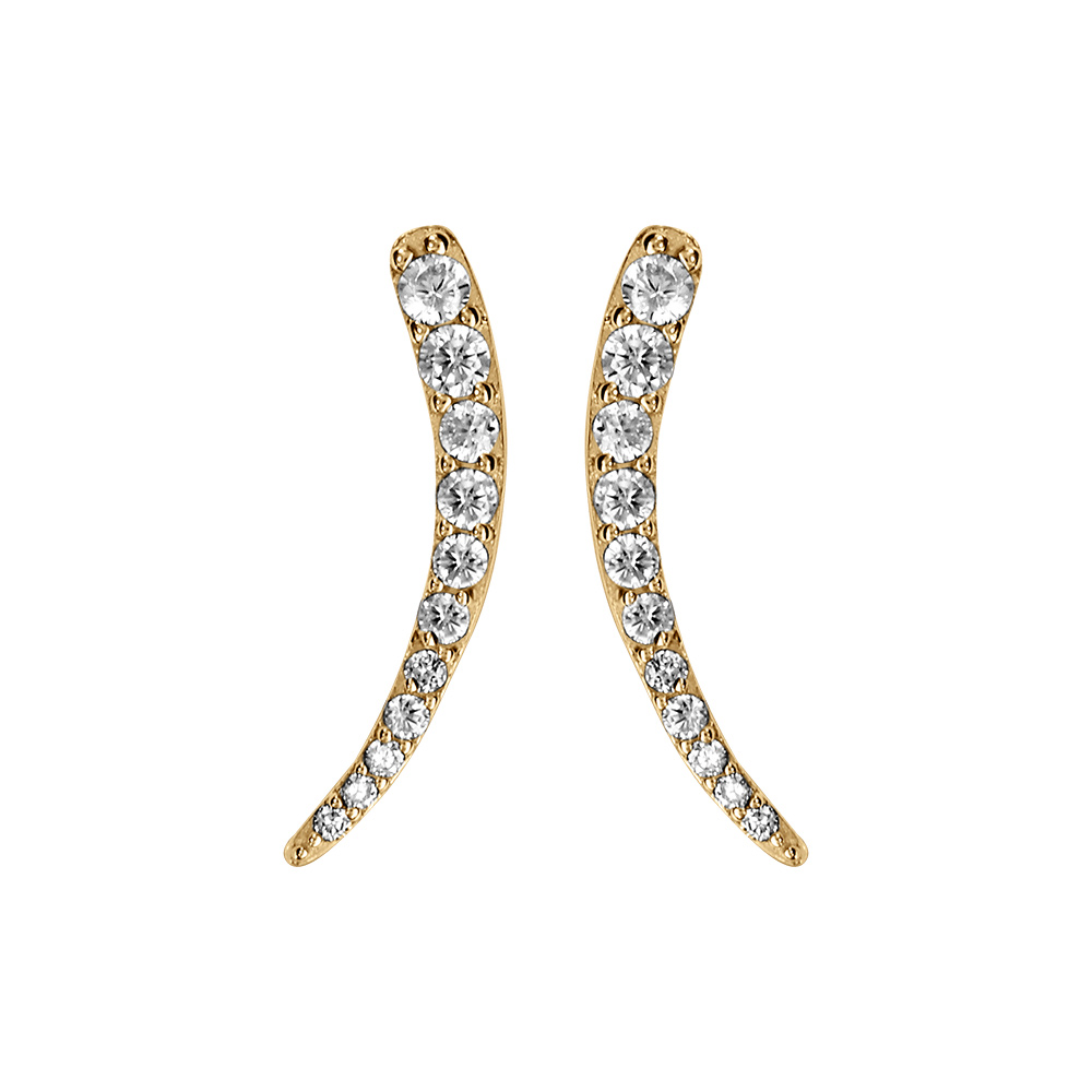 Boucles d\'oreille tige en vermeil forme pointe pares d\'oxydes blancs sertis - Vue 1