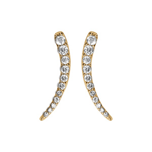 Boucles d\'oreille tige en vermeil forme pointe parées d\'oxydes blancs sertis - Vue 1