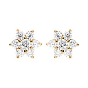 Boucles d'oreille tige en vermeil marguerite orne d'oxydes blancs sertis