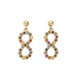 Boucles d'oreille tige en vermeil  motif infini multi couleurs
