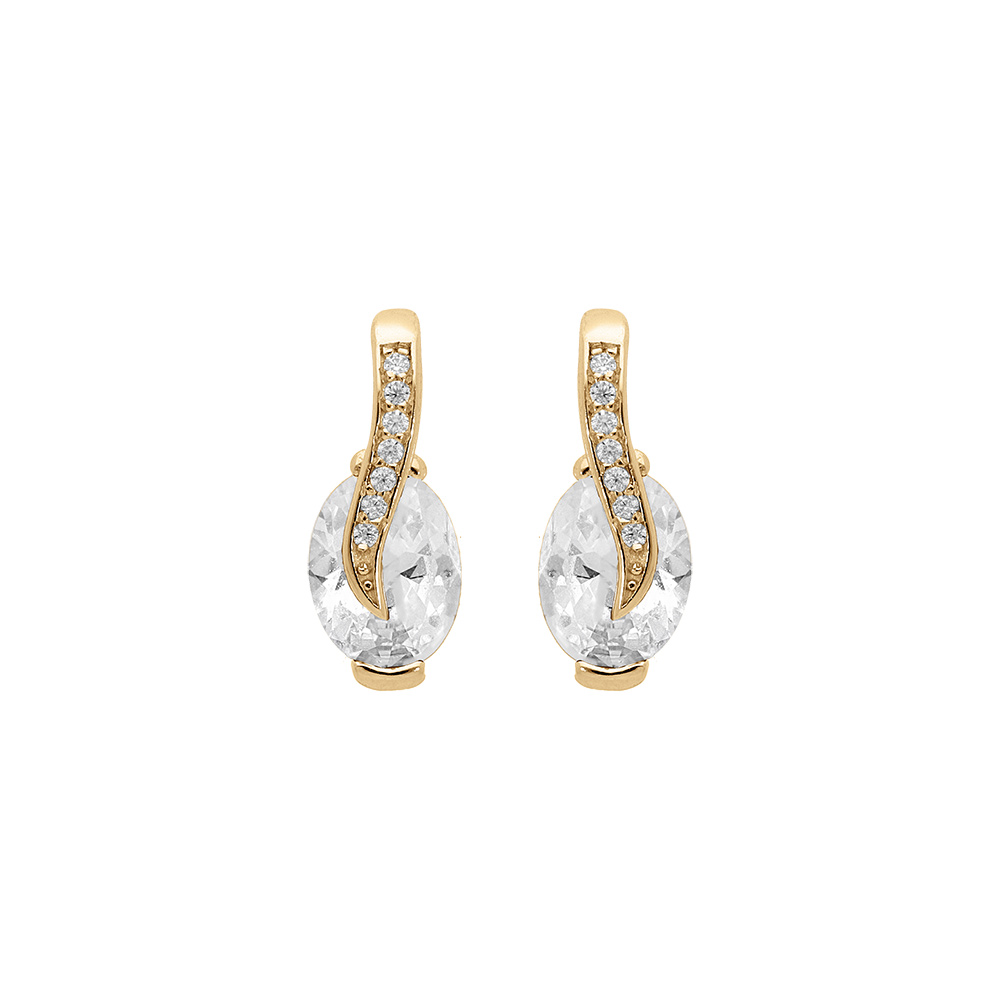Boucles d\'oreille tige en vermeil oxydes blancs sertis - Vue 1
