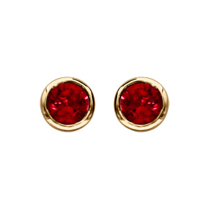 Boucles d\'oreille tige en vermeil pierre rouge ronde 5mm serti clos - Vue 1