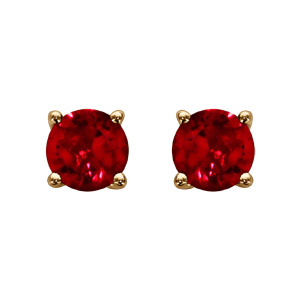 Boucles d\'oreille tige en vermeil pierre rouge ronde 5mm serti 4 griffes - Vue 1