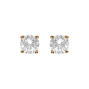 Boucles d'oreille tige en vermeil solitaire oxyde blanc serti 4 griffes